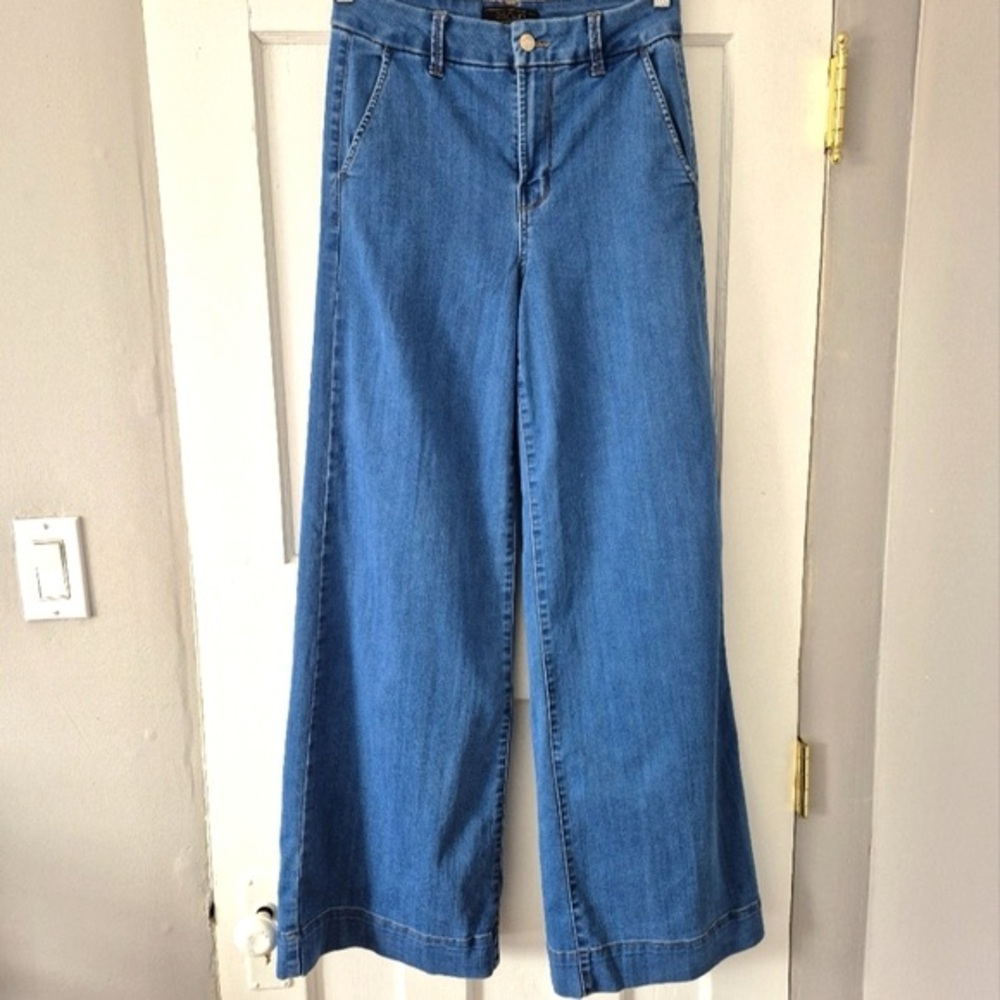 Rachel Roy Wide Leg Flare Sailor Denim Jeans Med Wash Sz 28